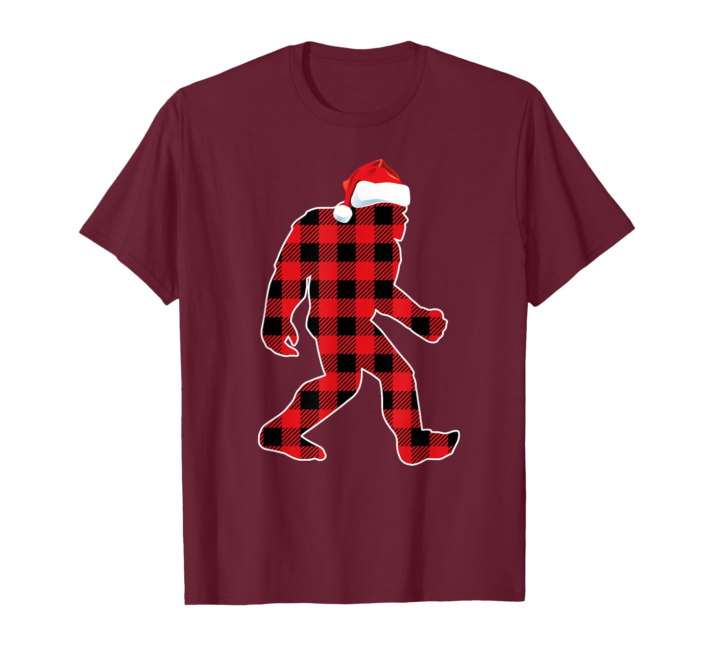 Believe Red Plaid Bigfoot Christmas Sasquatch Santa Sleeping T-Shirt