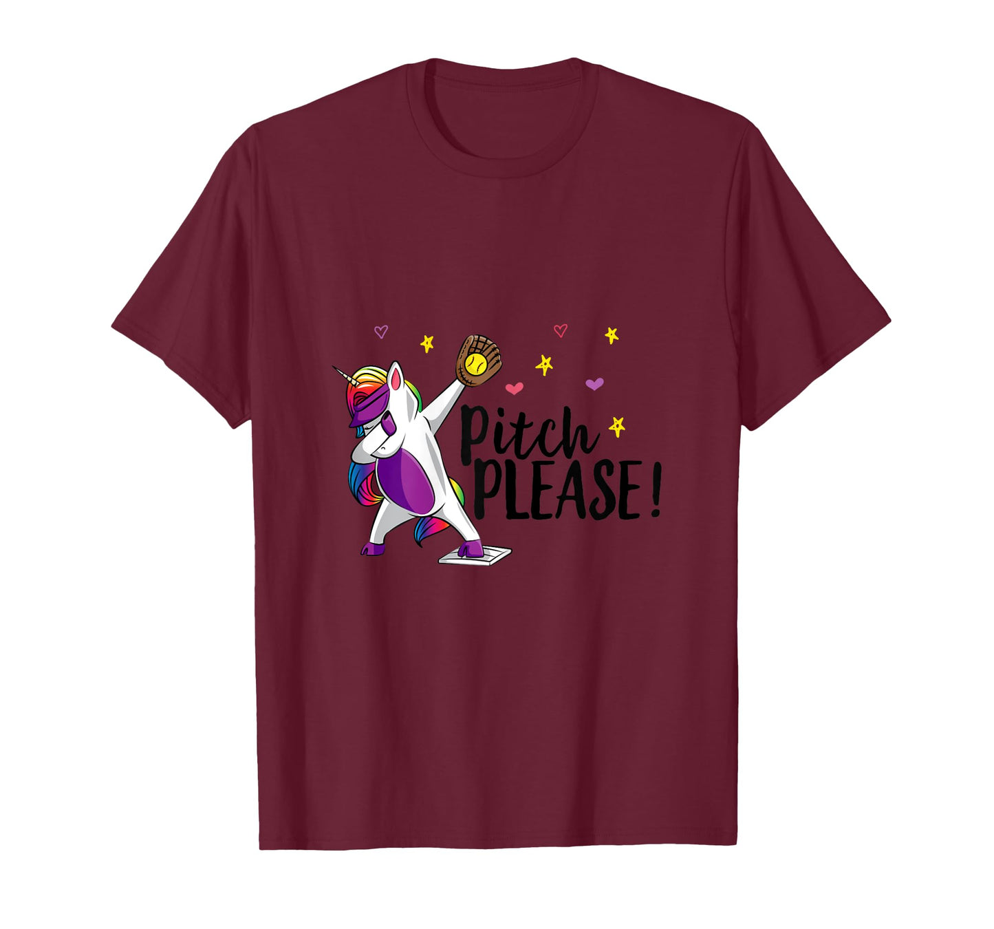 Dabbing Unicorn Funny Softball Pitcher Girls Pitch Please T-Shirt