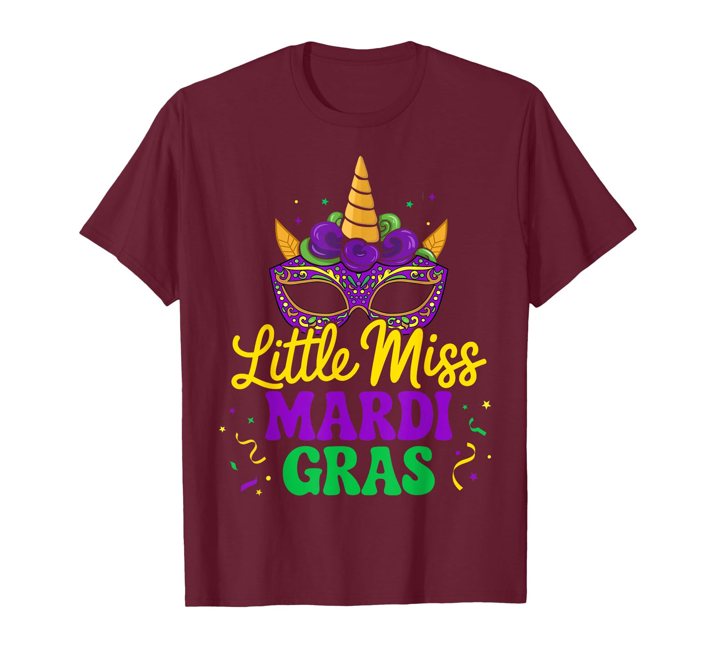 Little miss mardi gras unicorn mask for girls and women T-Shirt