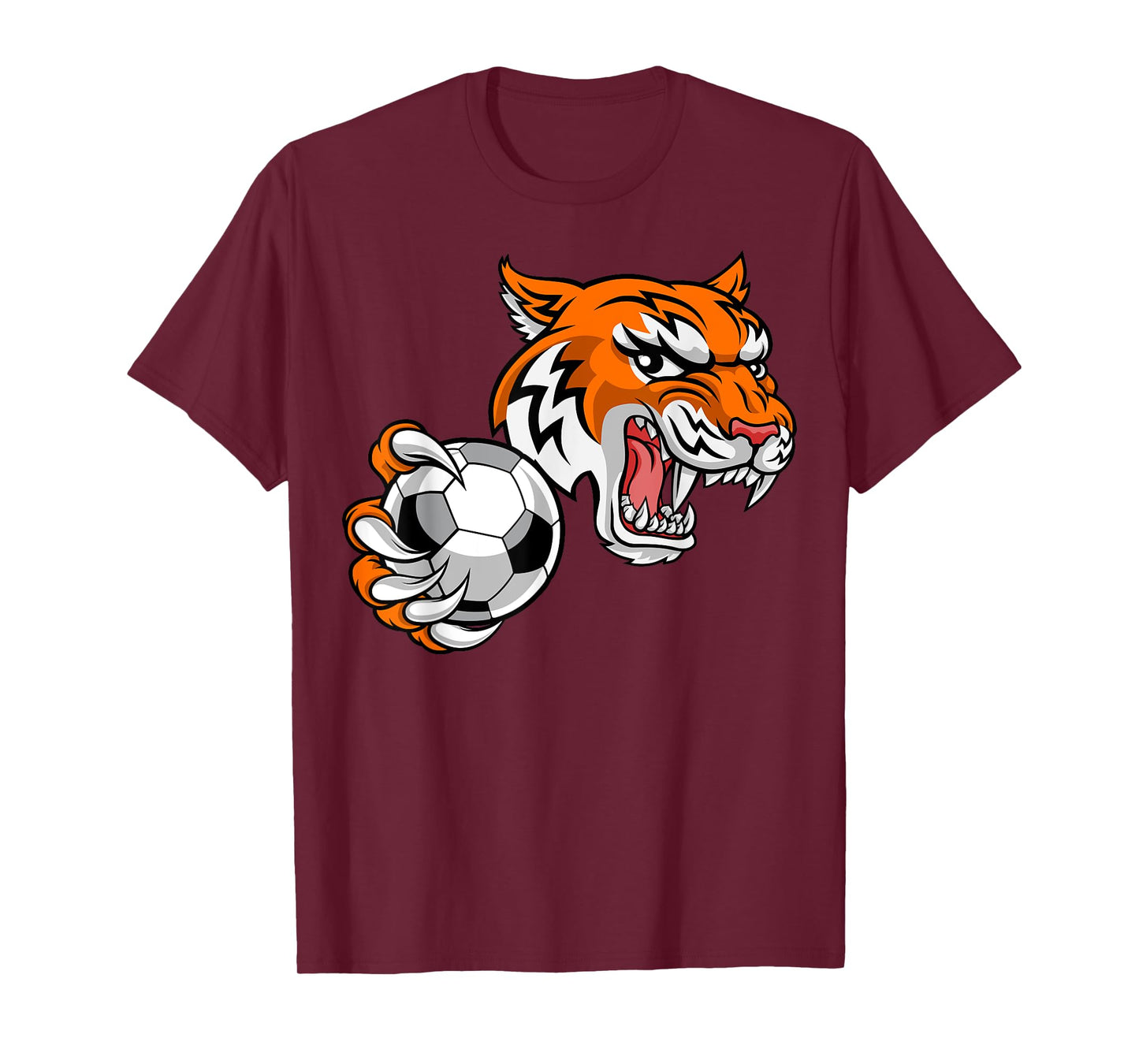 Tiger Cartoon Sports Tigers Team Mascot Soccer Football Ball T-Shirt