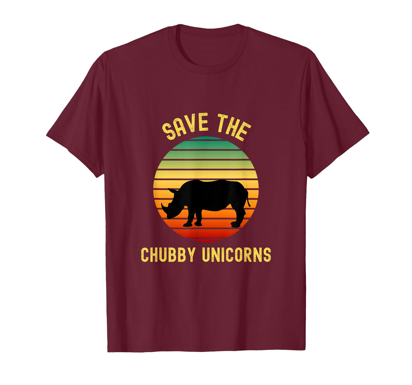 Save The Chubby Unicorns Rhino Humor Funny Retro Rhino Lover T-Shirt