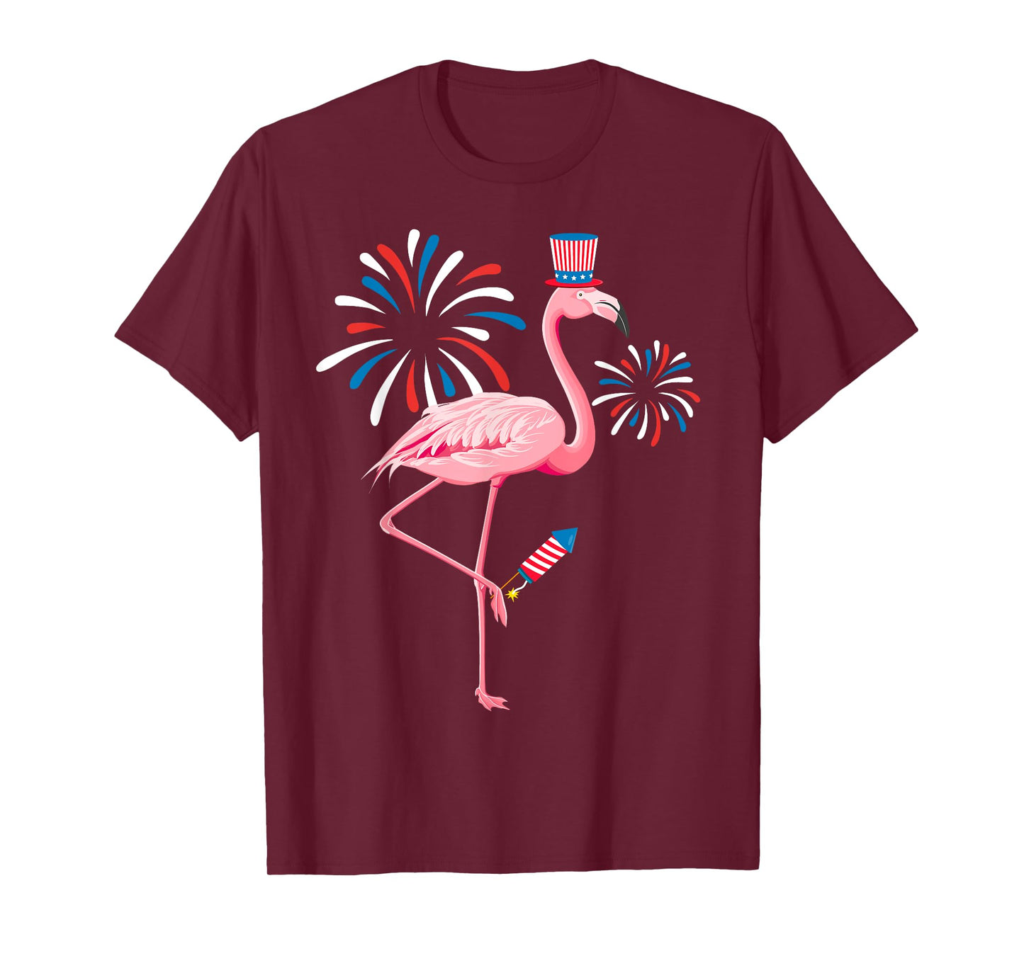 Cute 4th Of July Flamingo Fireworks Kids Toddler Boys Girls T-Shirt
