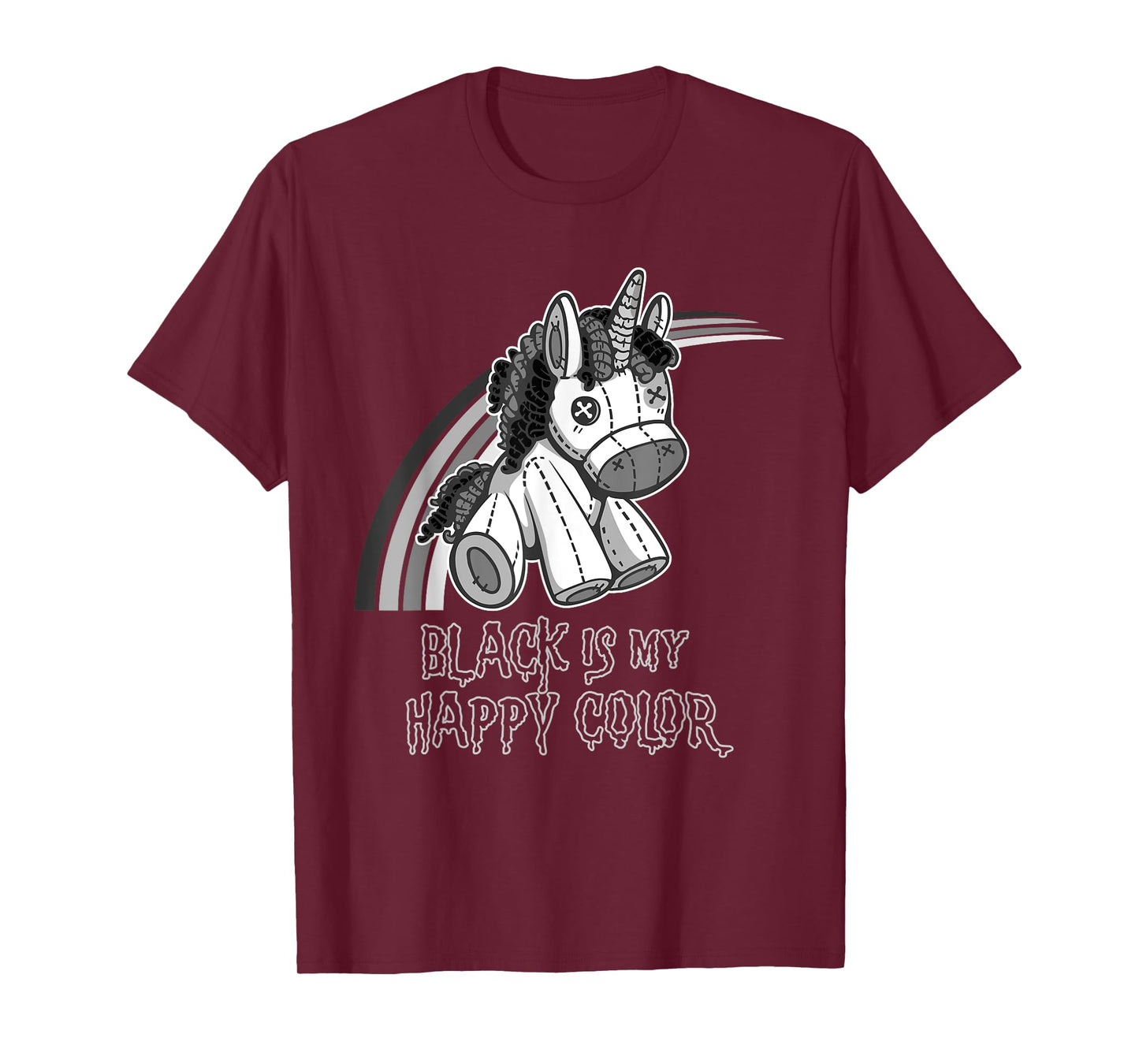 Black Is My Happy Color Gothic Unicorn Goth Girl Emo T-Shirt
