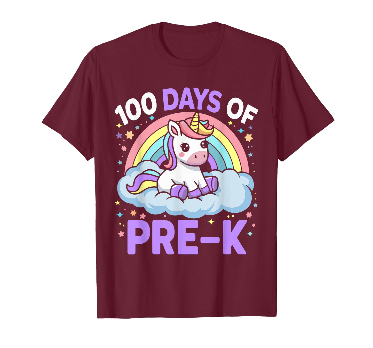 100th Days of Pre-k Unicorn Girls Teacher 100 Days of School T-Shirt