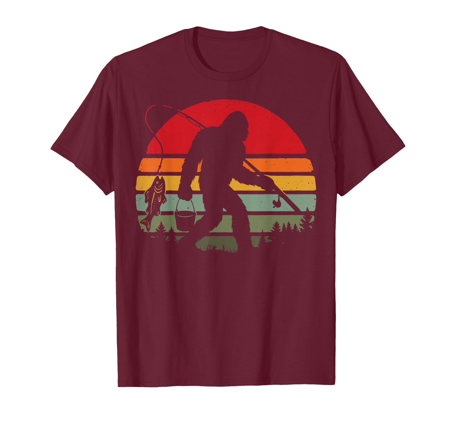 Bigfoot Fishing Retro Sasquatch T-Shirt