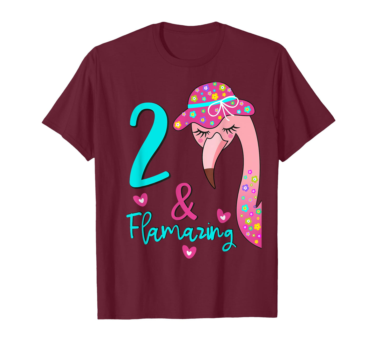 Flamingo 2nd Birthday Gift for Two Year Old Toddler/Kids T-Shirt
