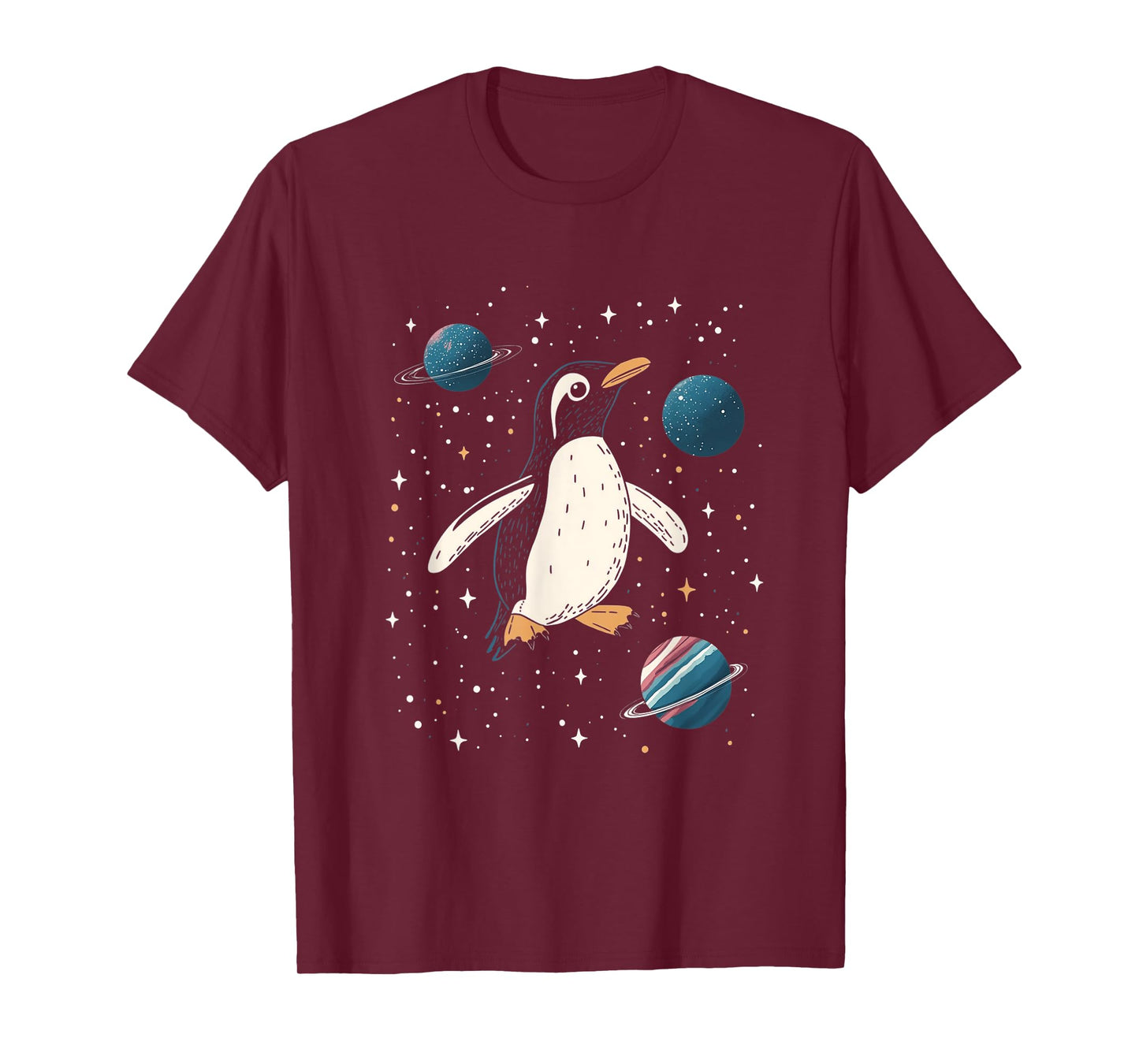 Penguin in Space Cartoon Art T-Shirt