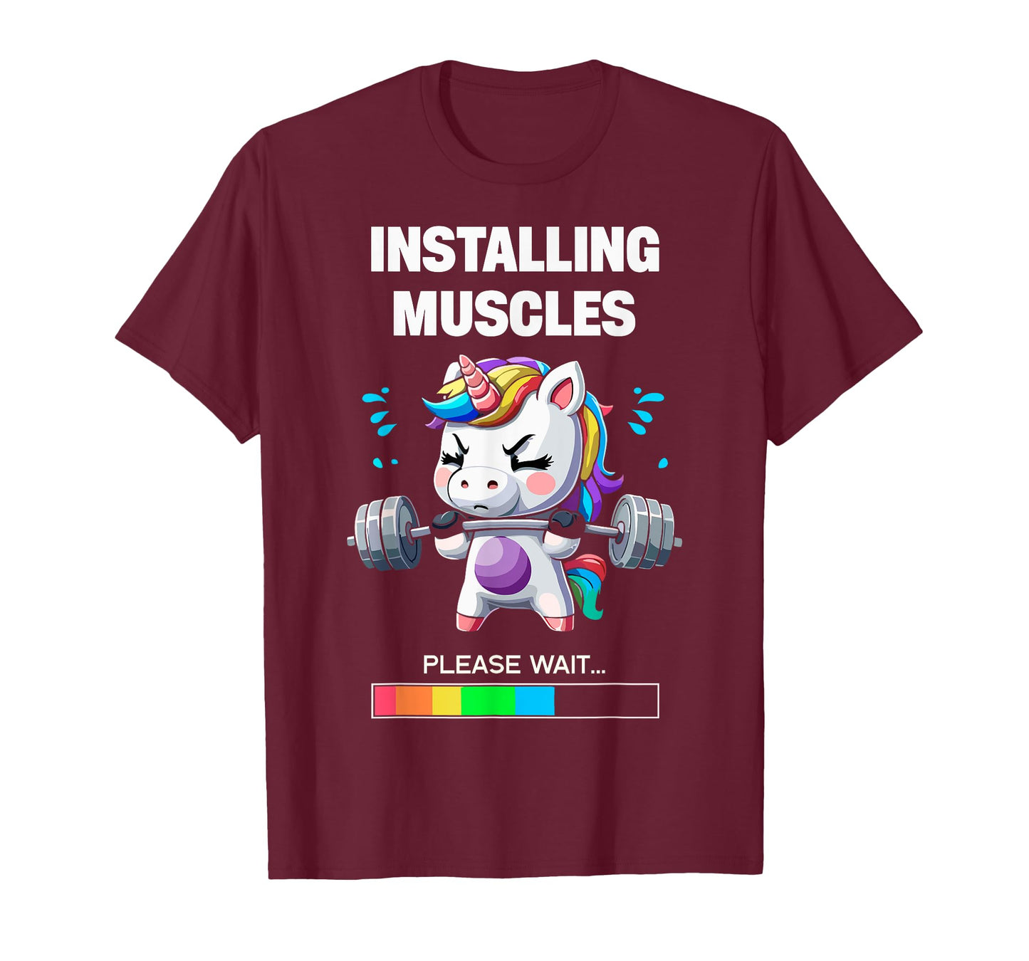 Installing Muscles Funny Unicorn Workout Gym Weightlifting T-Shirt