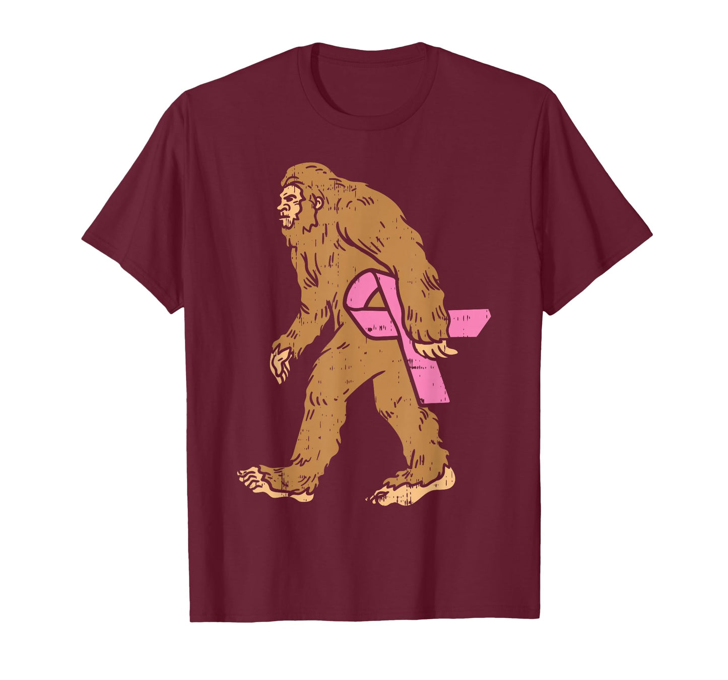 Bigfoot Sasquatch Funny Pink Ribbon Breast Cancer Awareness T-Shirt