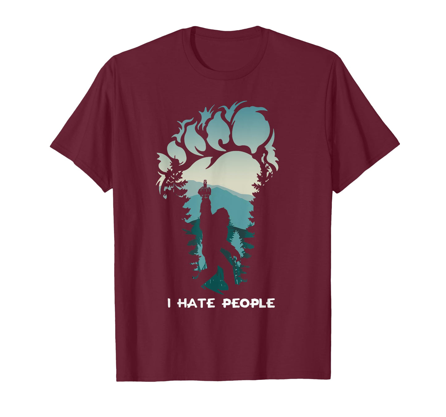 I Hate People Bigfoot Footprint T-Shirt