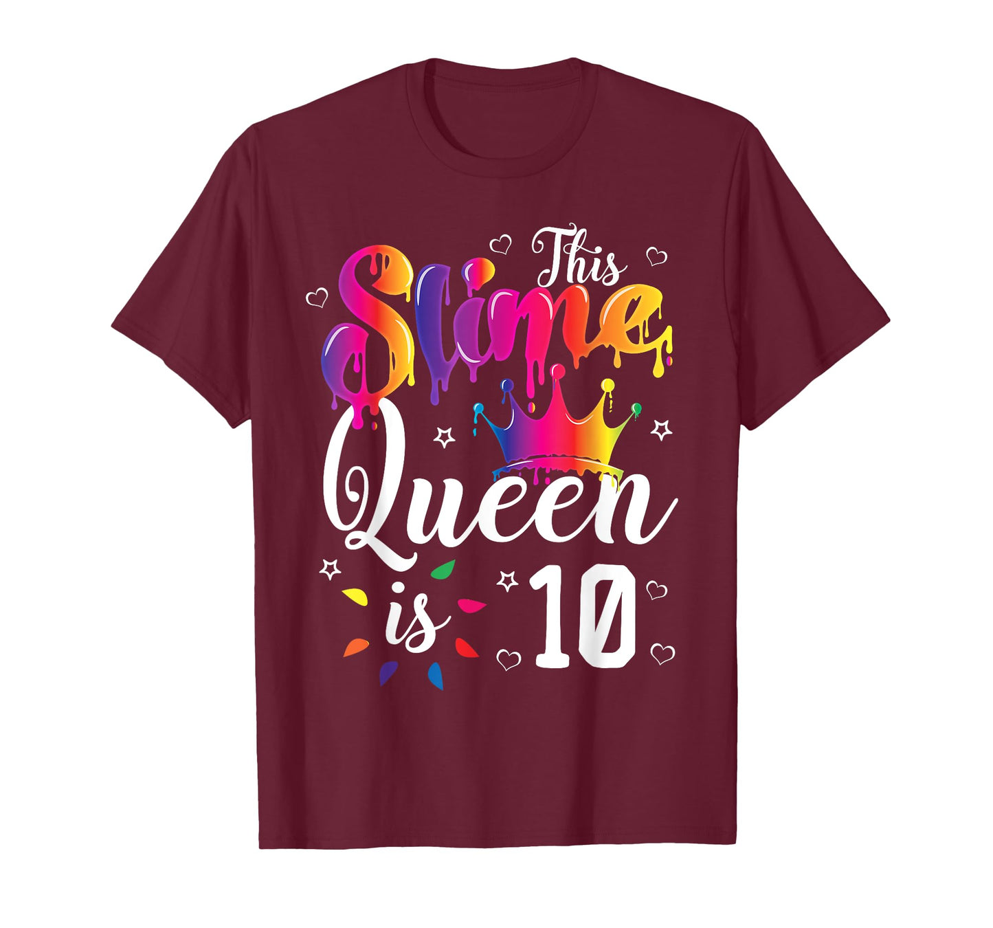slime queen crown Birthday 10th gift for girls 10 years old T-Shirt