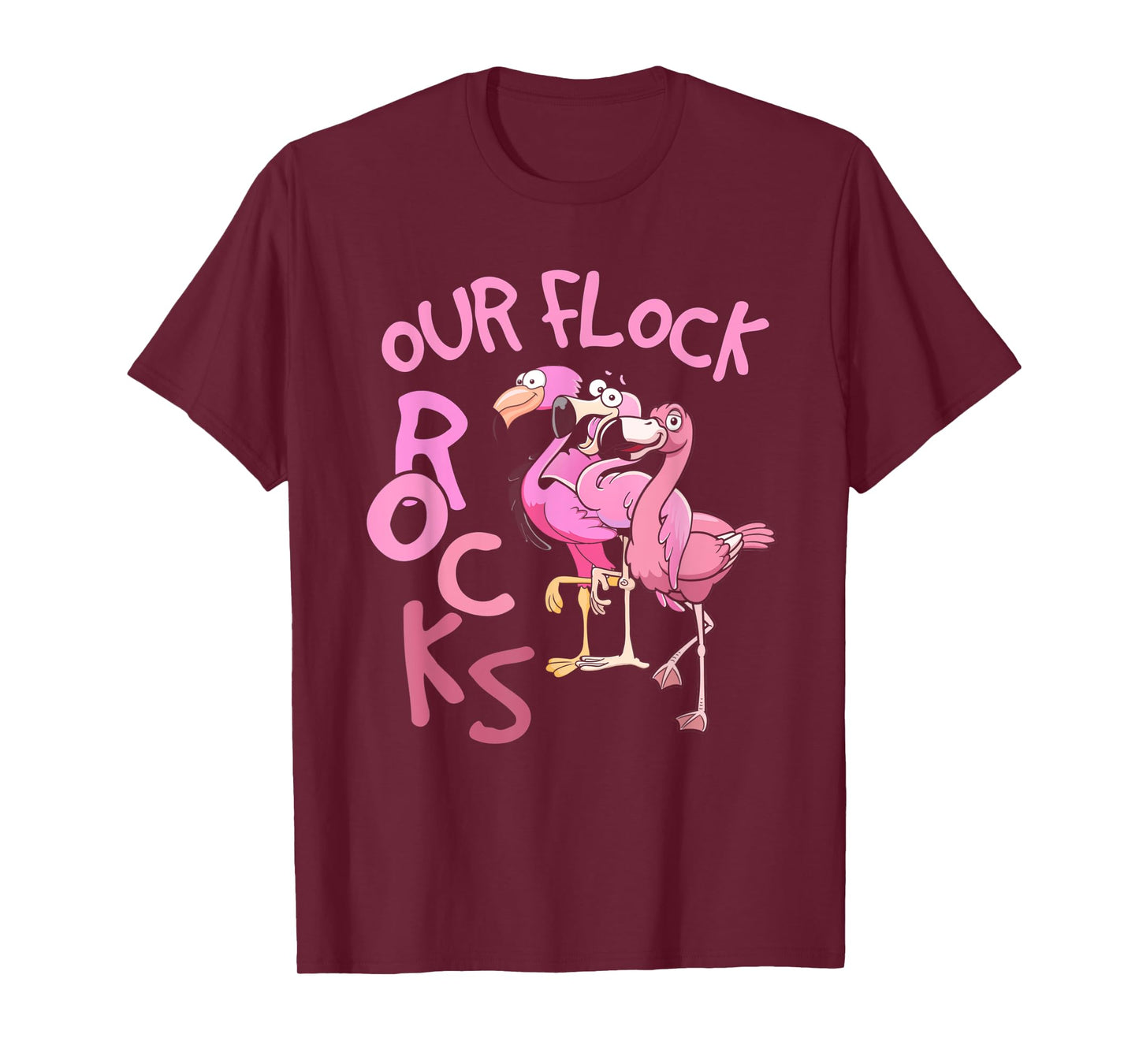 Our Flock Rocks Flamingo Matching Family Vacation Group T-Shirt