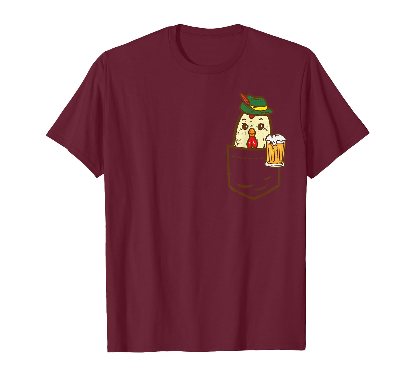 Pocket Chicken Oktoberfest Bavarian Farmer German Men Women T-Shirt