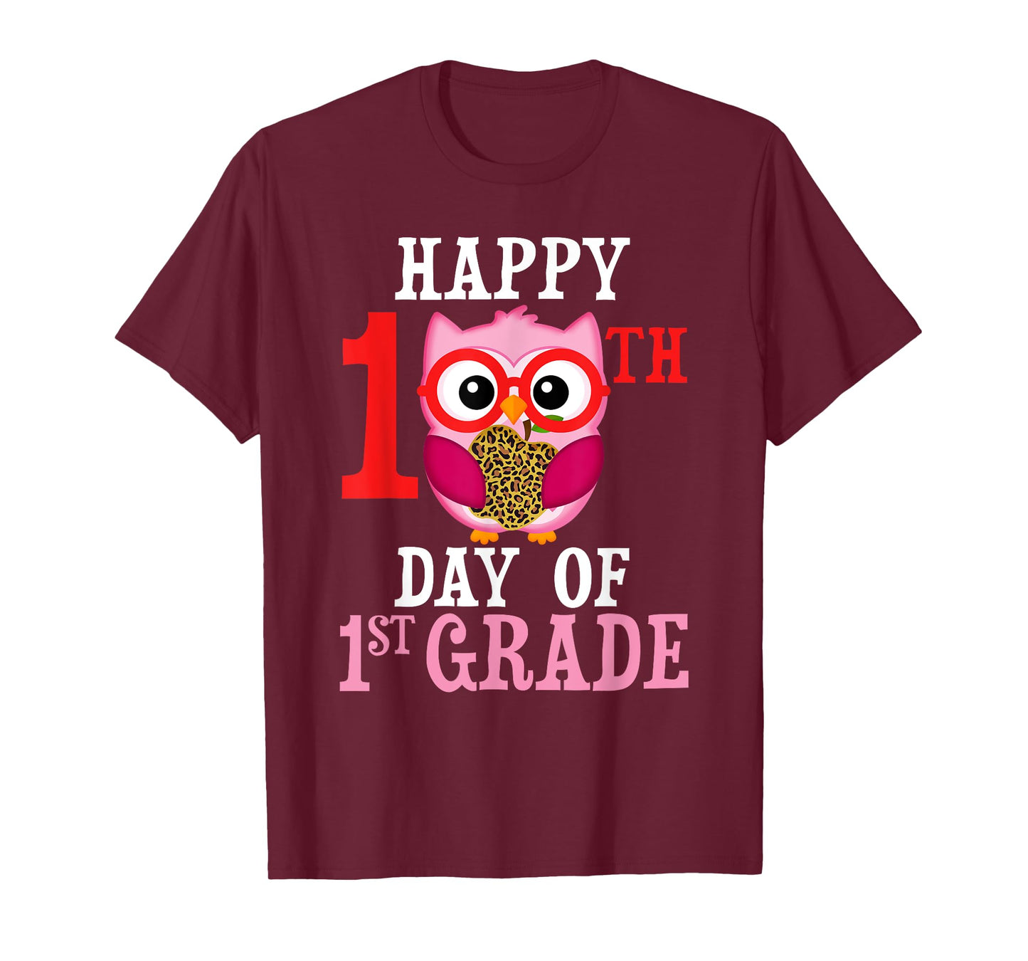 Happy 100th Day Of First Grade Owl Cute Teacher Student Girl T-Shirt