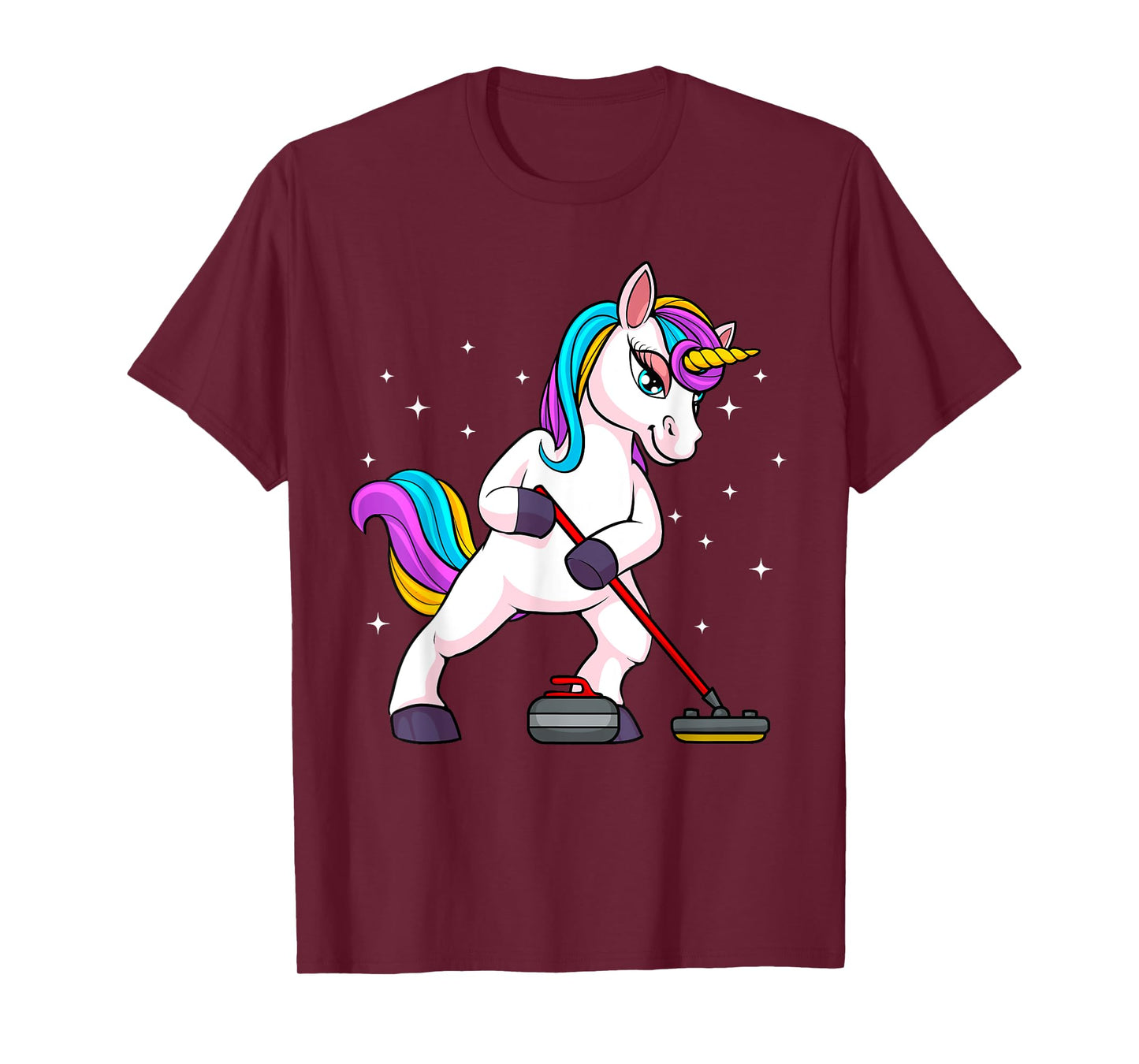 Cute Curling Art For Men Women Unicorn Curler Curling Sport T-Shirt