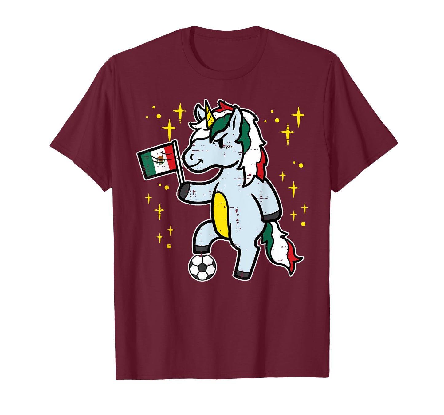 Mexico Flag Unicorn Football Soccer Fan Women Girls Kids T-Shirt