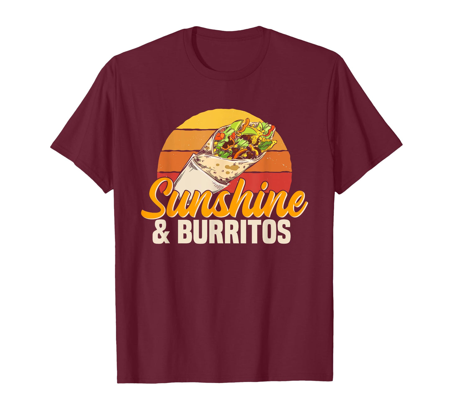 Sunshine & Burritos Mexican Food Retro Vintage Men Women Girls Kids T-Shirt