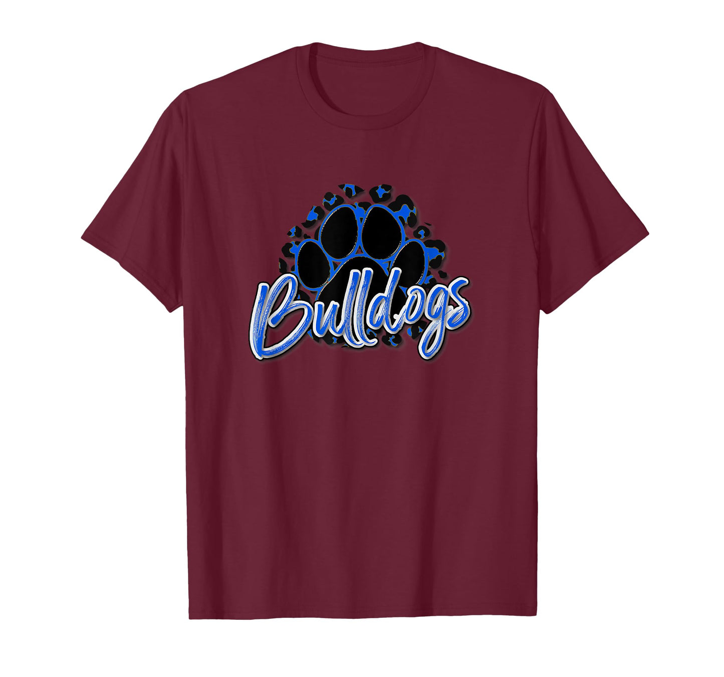 Bulldogs Blue Black Cheetah School Sports Fan Team Spirit T-Shirt