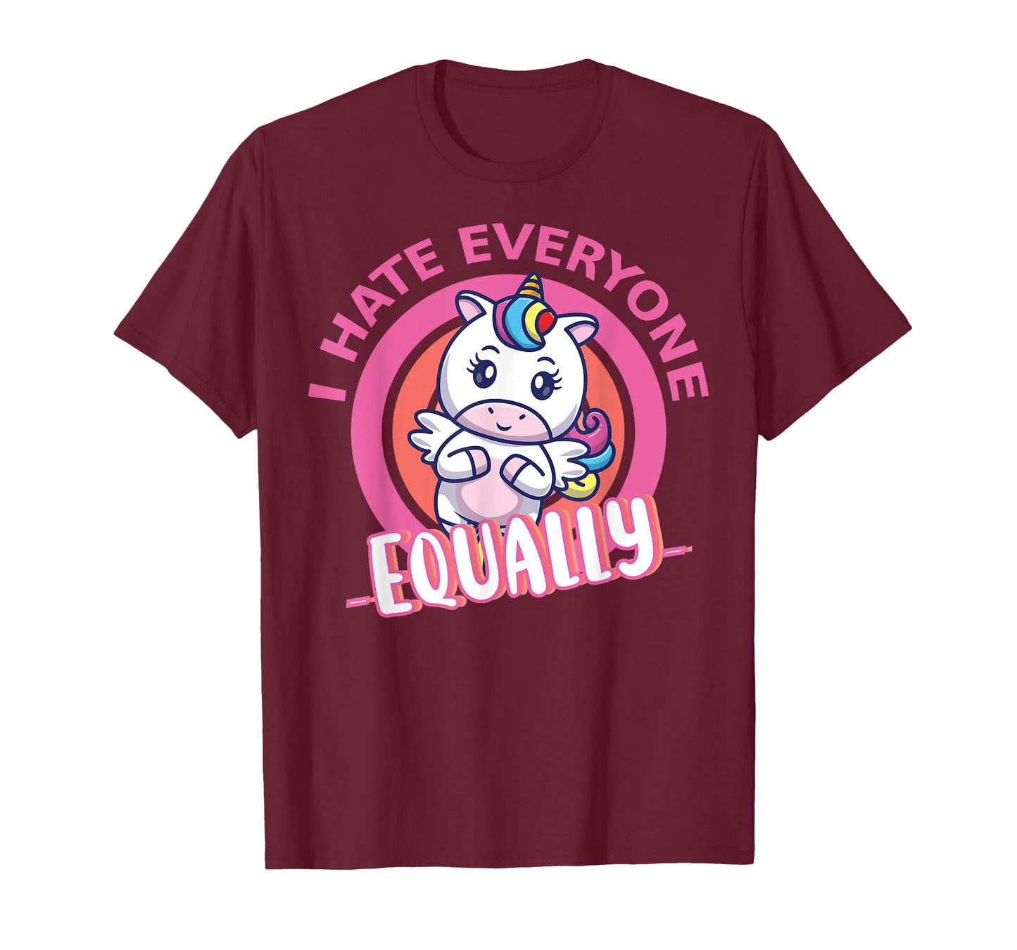 I Hate Everyone Equally People Suck Antisocial Unicorn Funny T-Shirt