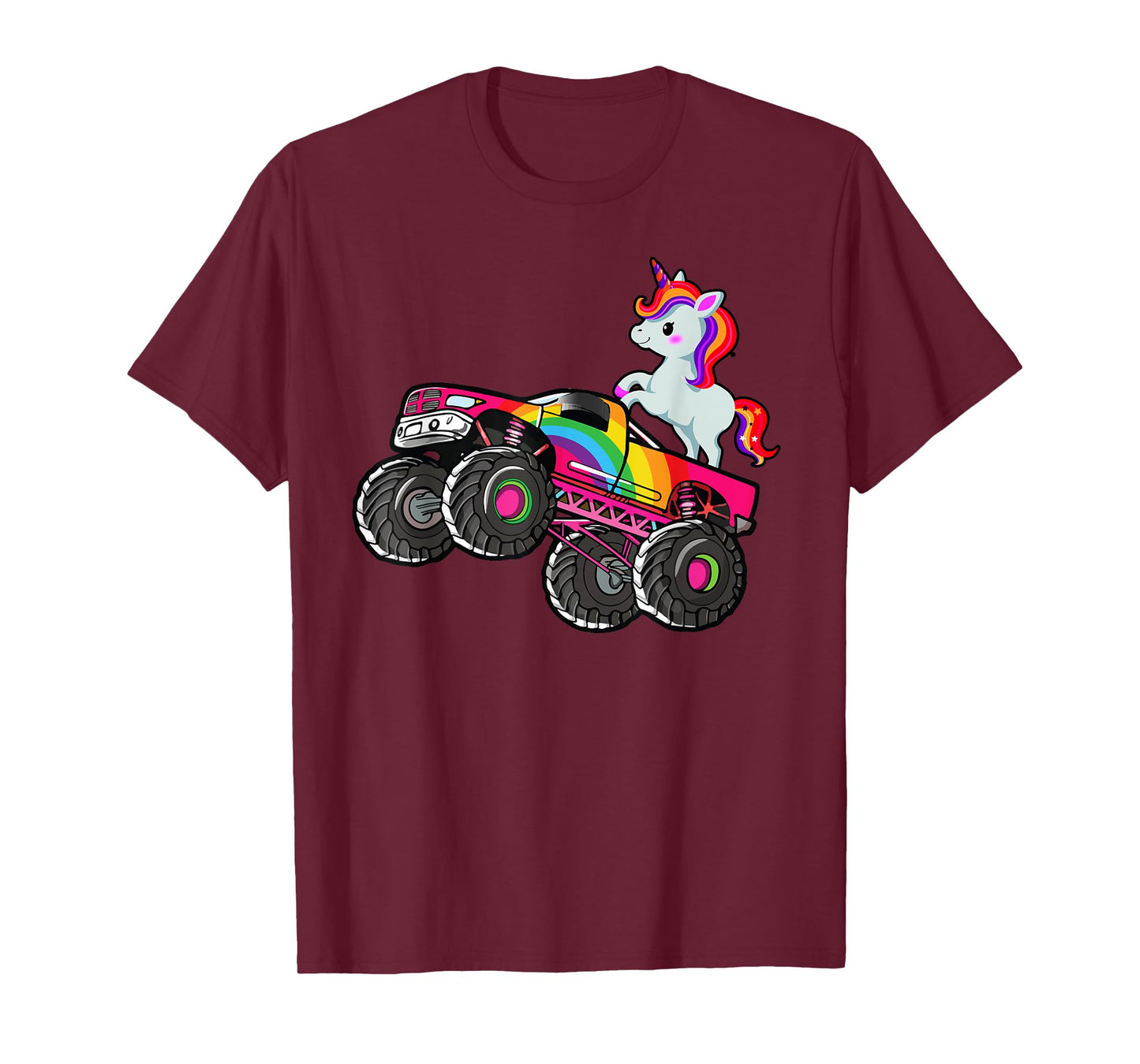 Girls Monster Truck Unicorn Rainbow Monster Truck Girl Women T-Shirt