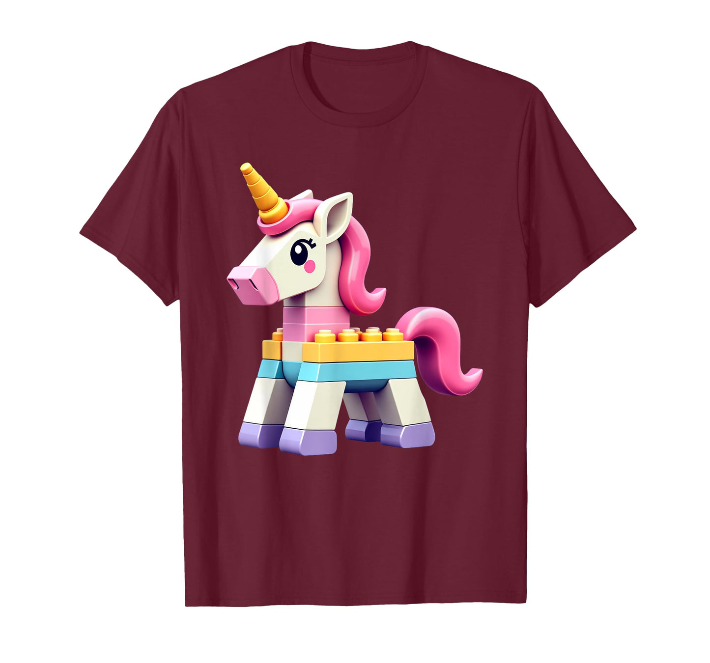 Master Builder Bricks Blocks Play Toys Unicorn Girls Kids T-Shirt