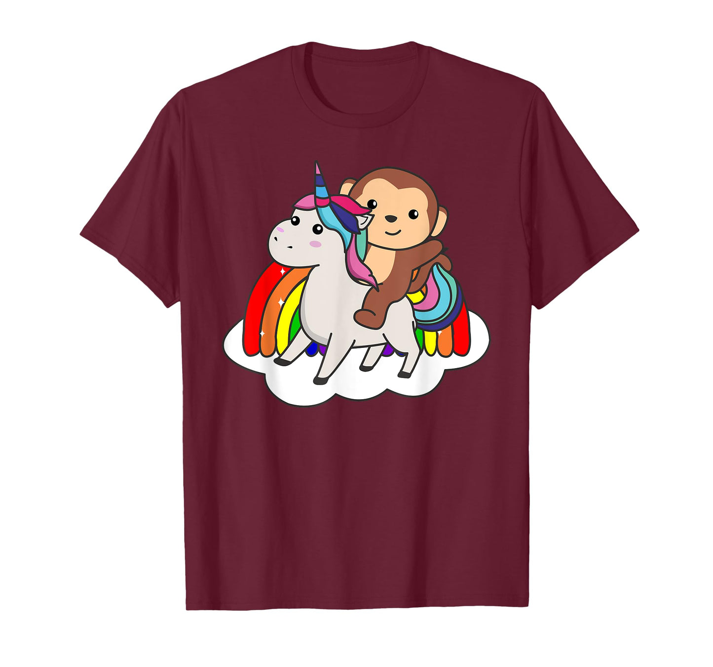 Monkey On Unicorn Rainbow Animals Sweet Monkey Unicorns T-Shirt