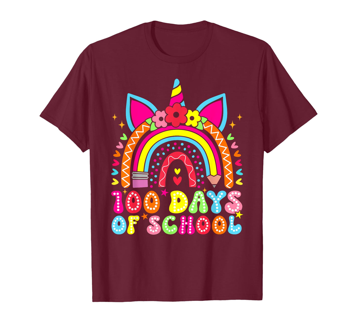 100 Days Of School Unicorn Rainbow 100th Day Of School T-Shirt