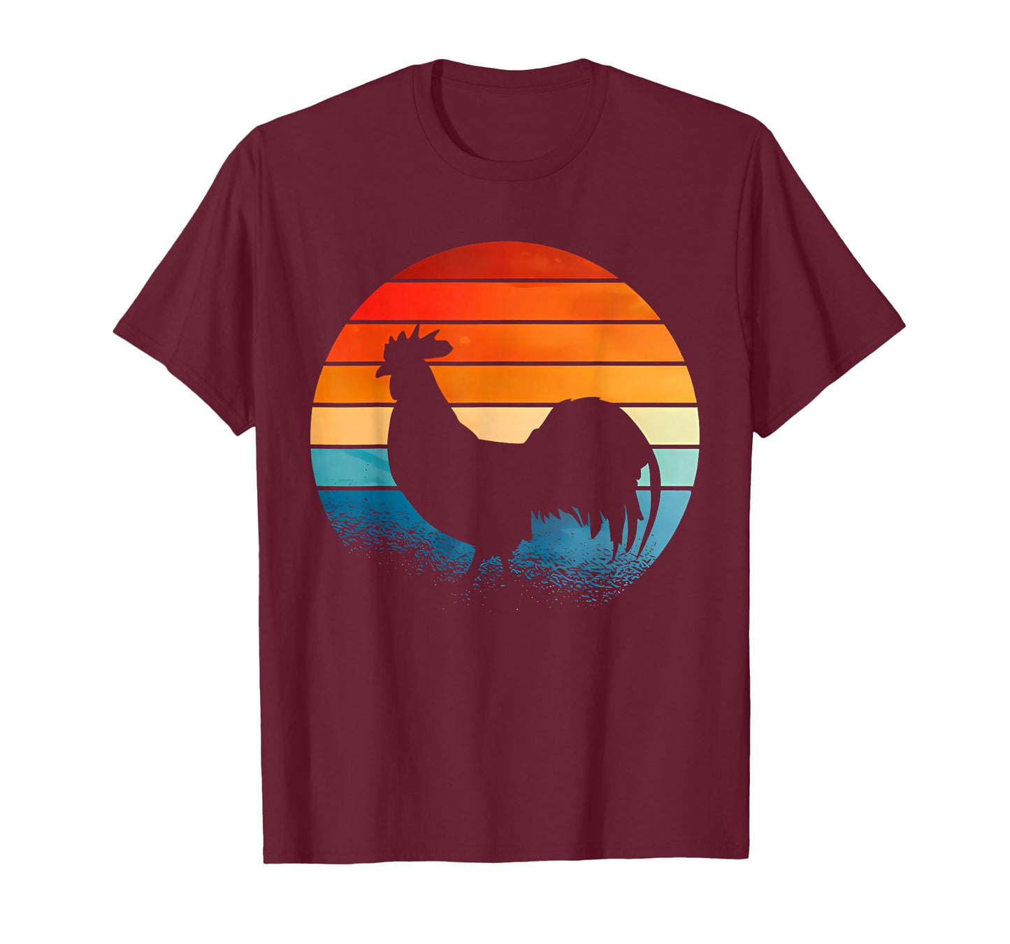 Retro Sunset Rooster Chicken Lover Gifts T-Shirt