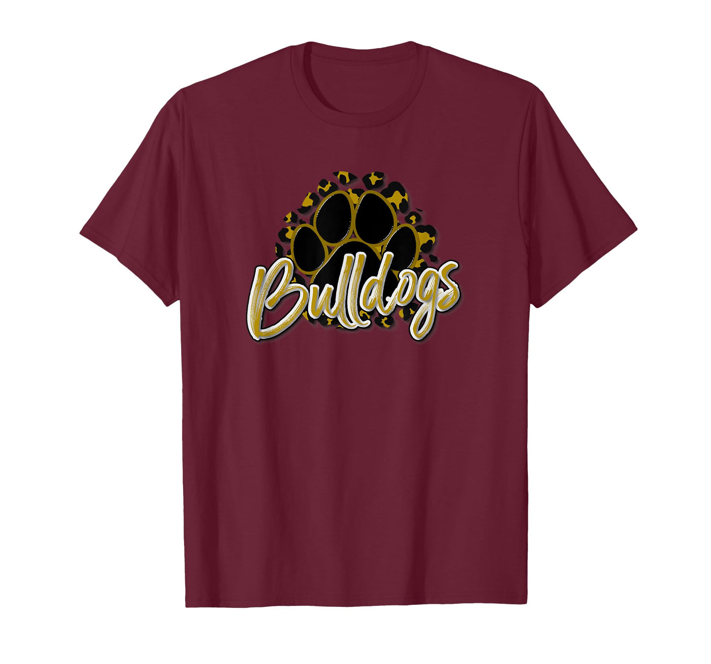 Bulldogs Gold Black Cheetah School Sports Fan Team Spirit T-Shirt