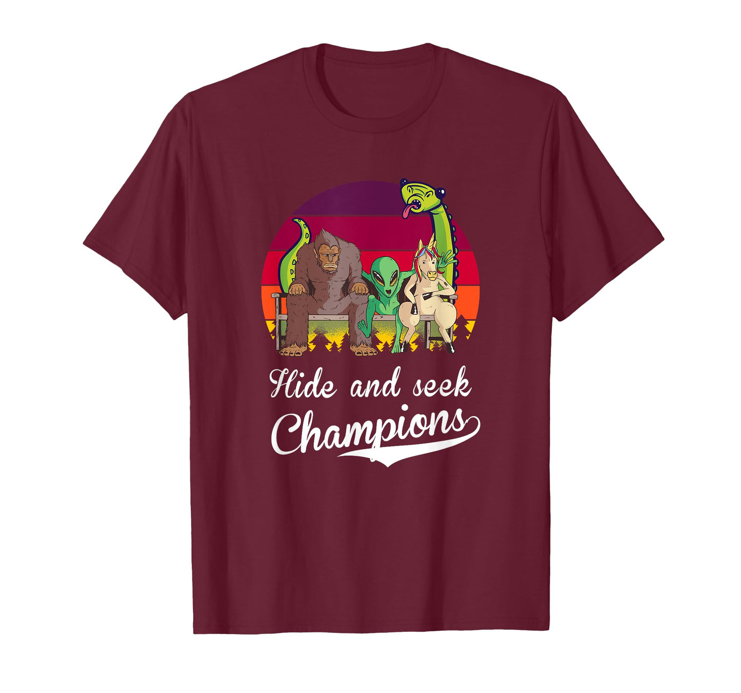 Hide and Seek Champions, Bigfoot, Alien, Unicorn, Loch Ness T-Shirt