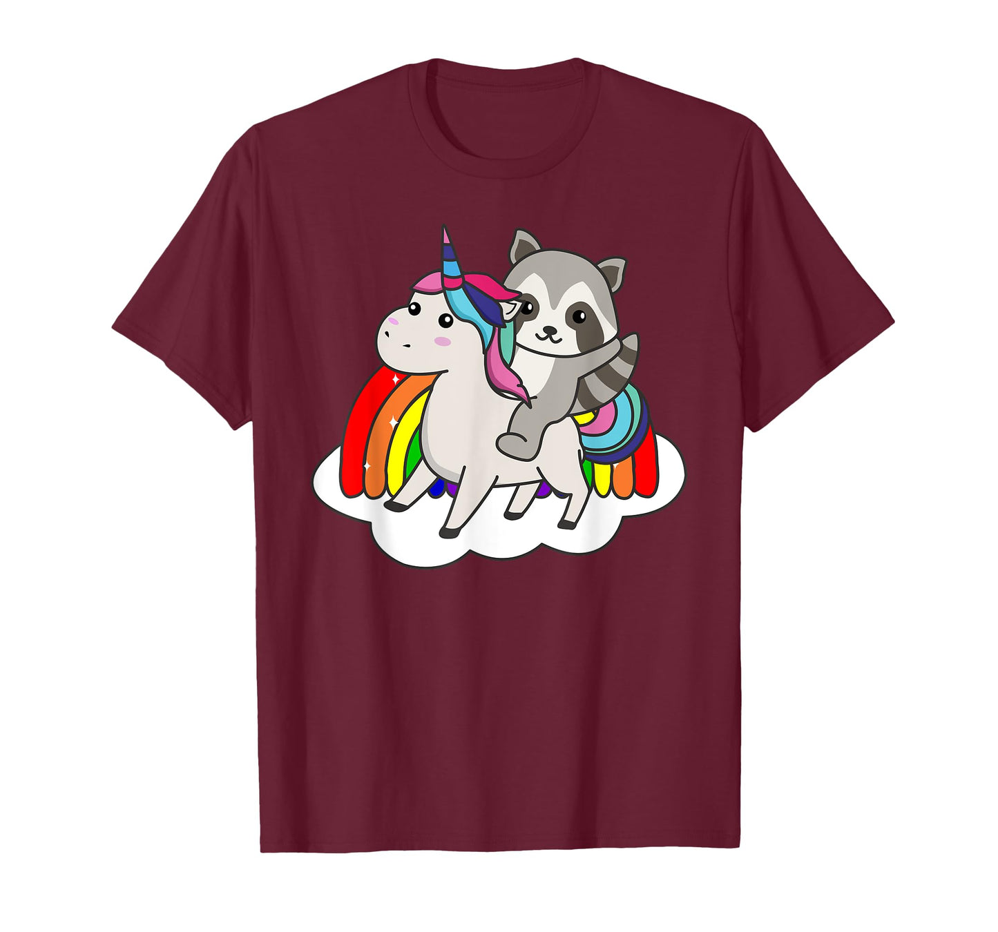 Raccoon On Unicorn Rainbow Animals Sweet Unicorns T-Shirt