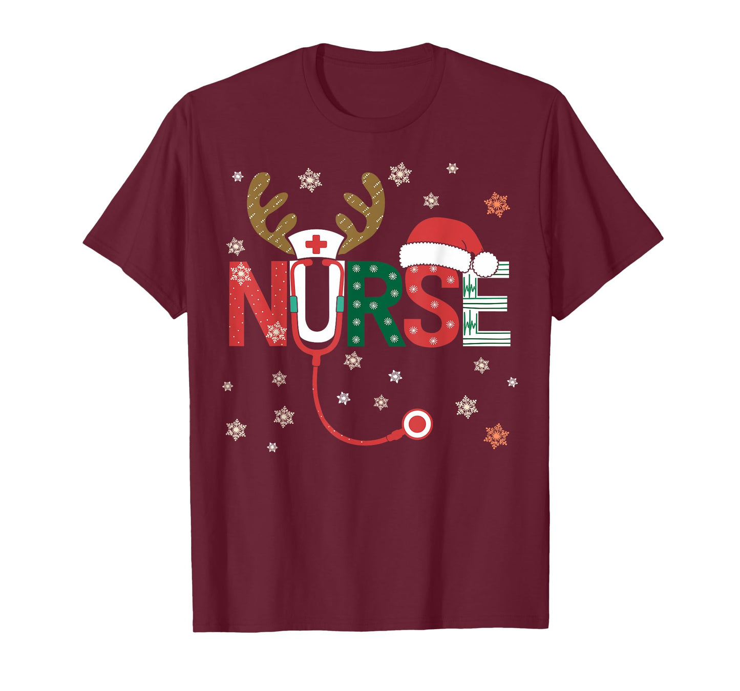 Nurse Christmas Stethoscope Nurses Xmas T-Shirt