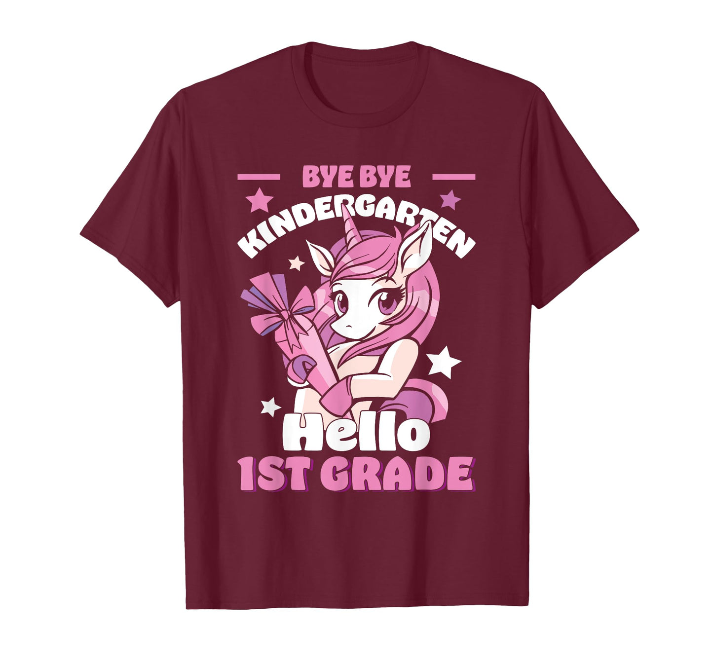 Bye By Kindergarten Hello First 1st Grade Unicorn Girls T-Shirt