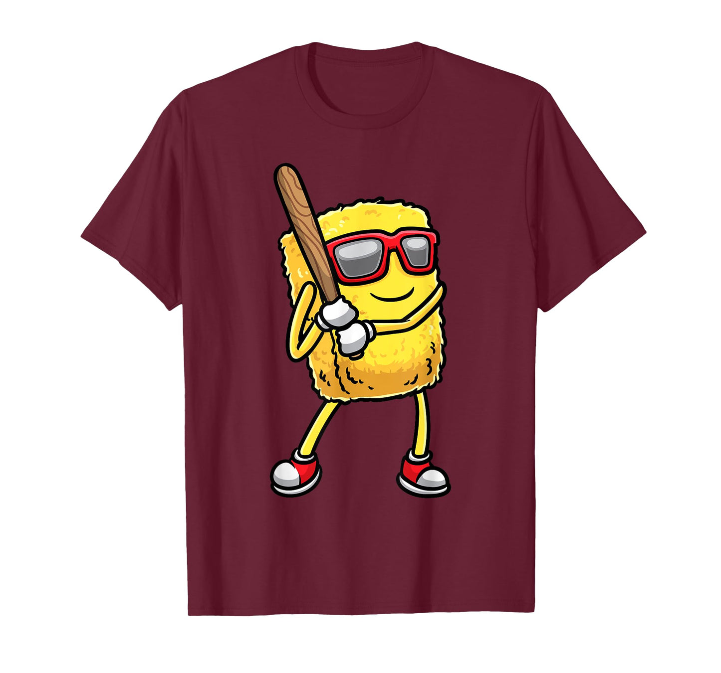 Baseball Player Chicken Nugget Playing Baseball Kids Men T-Shirt