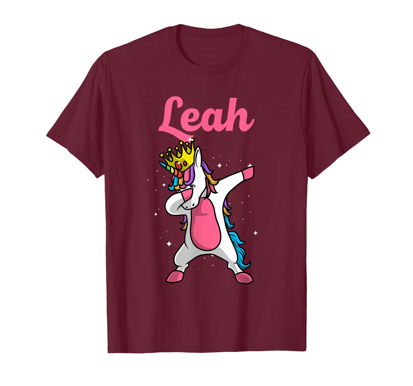 LEAH Gift Name Personalized Birthday Dabbing Unicorn Queen T-Shirt