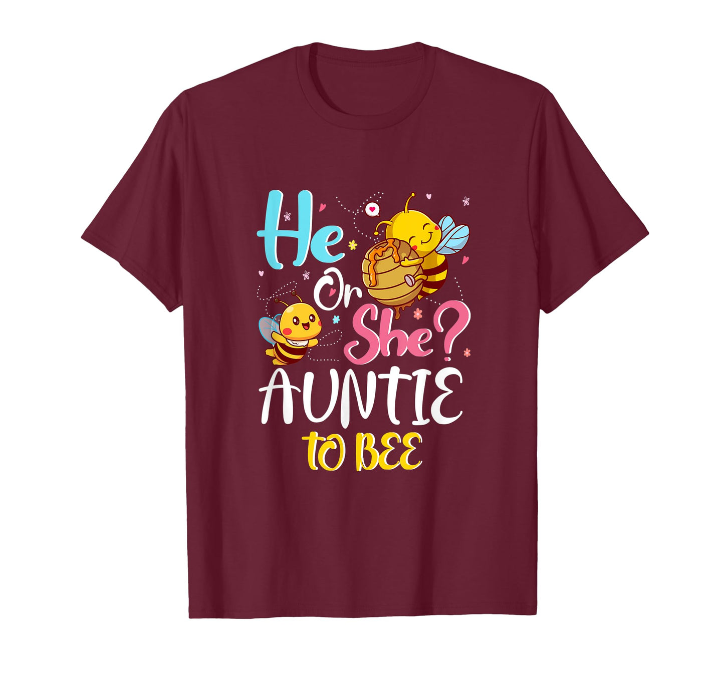 He Or She Auntie To Bee Gender Baby Reveal Announcement T-Shirt