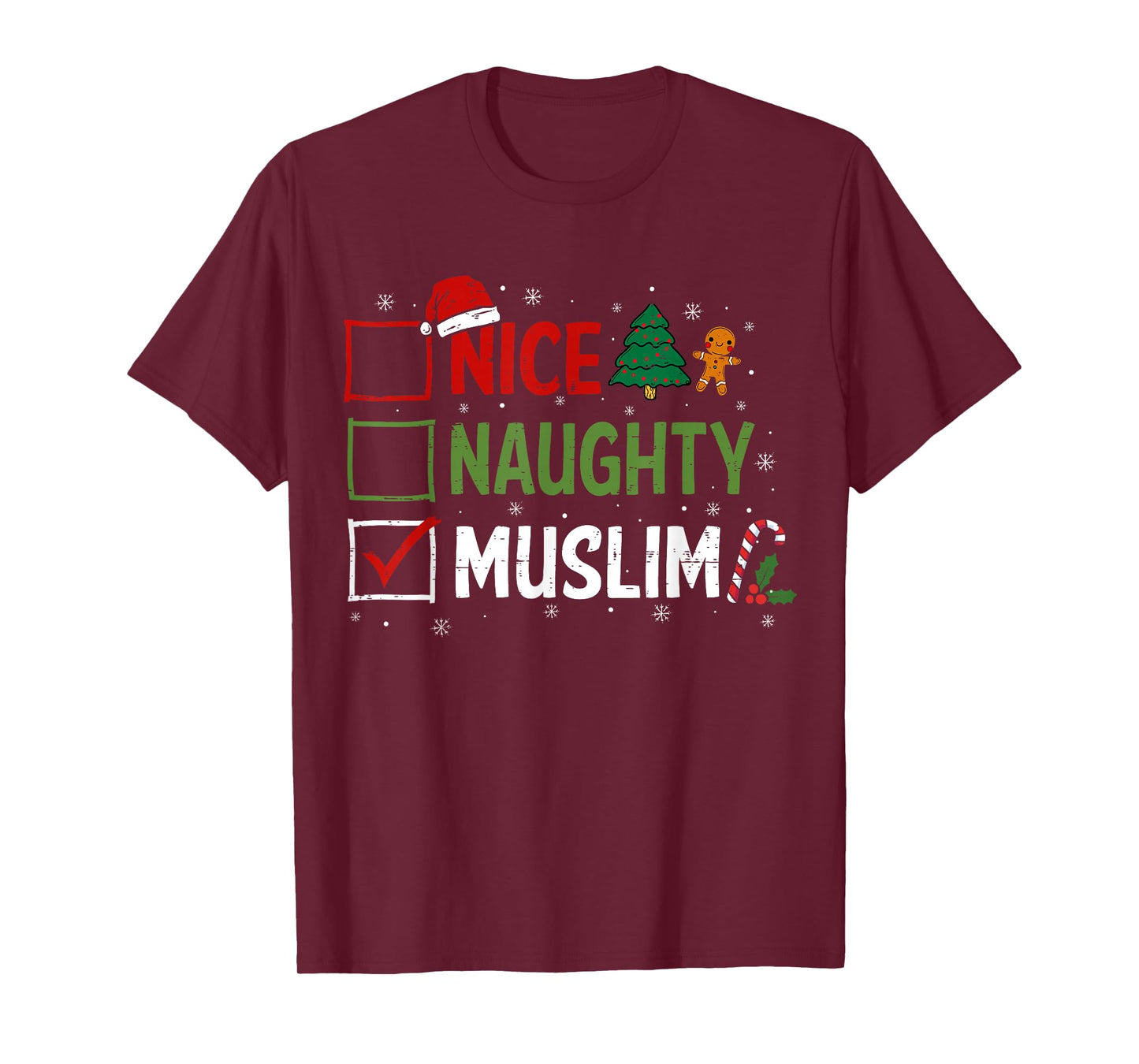 Naughty Nice Muslim Christmas Pajamas Santa Claus Xmas T-Shirt