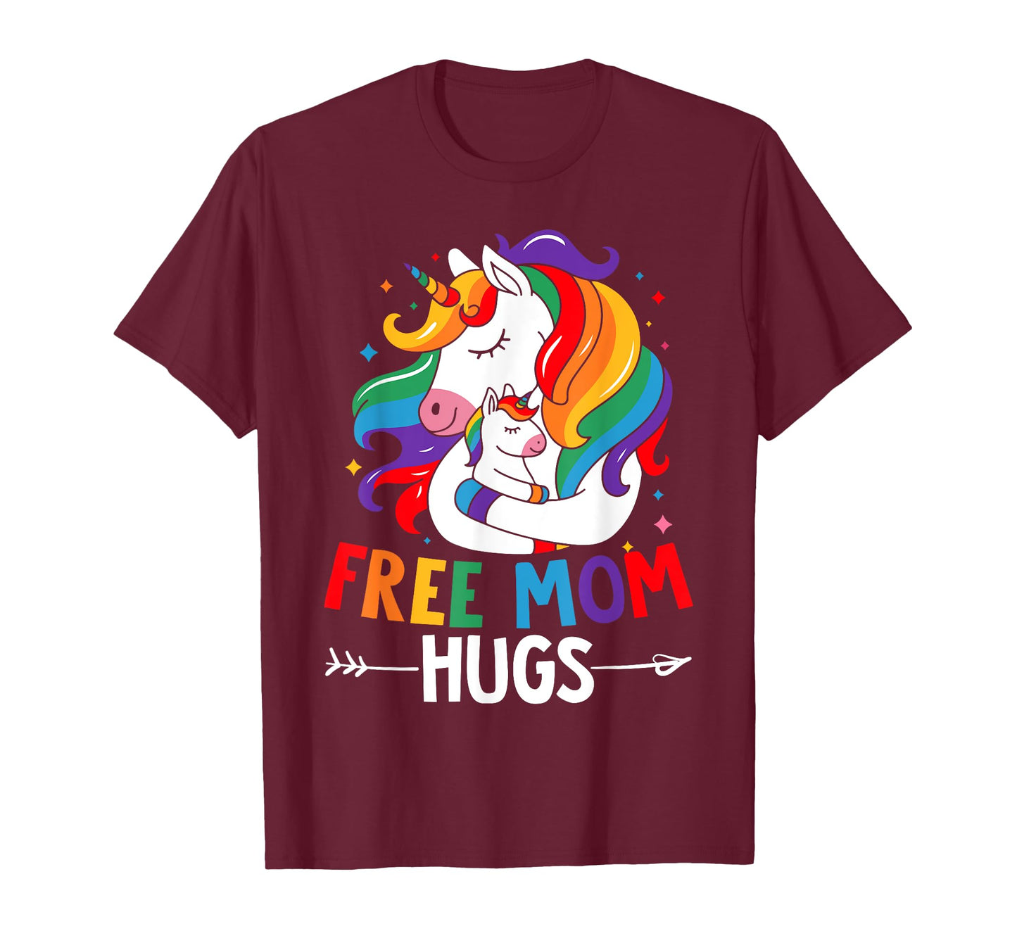 Free Mom Hugs Unicorn Rainbow LGBT Flag LGBT Gay Pride Month T-Shirt