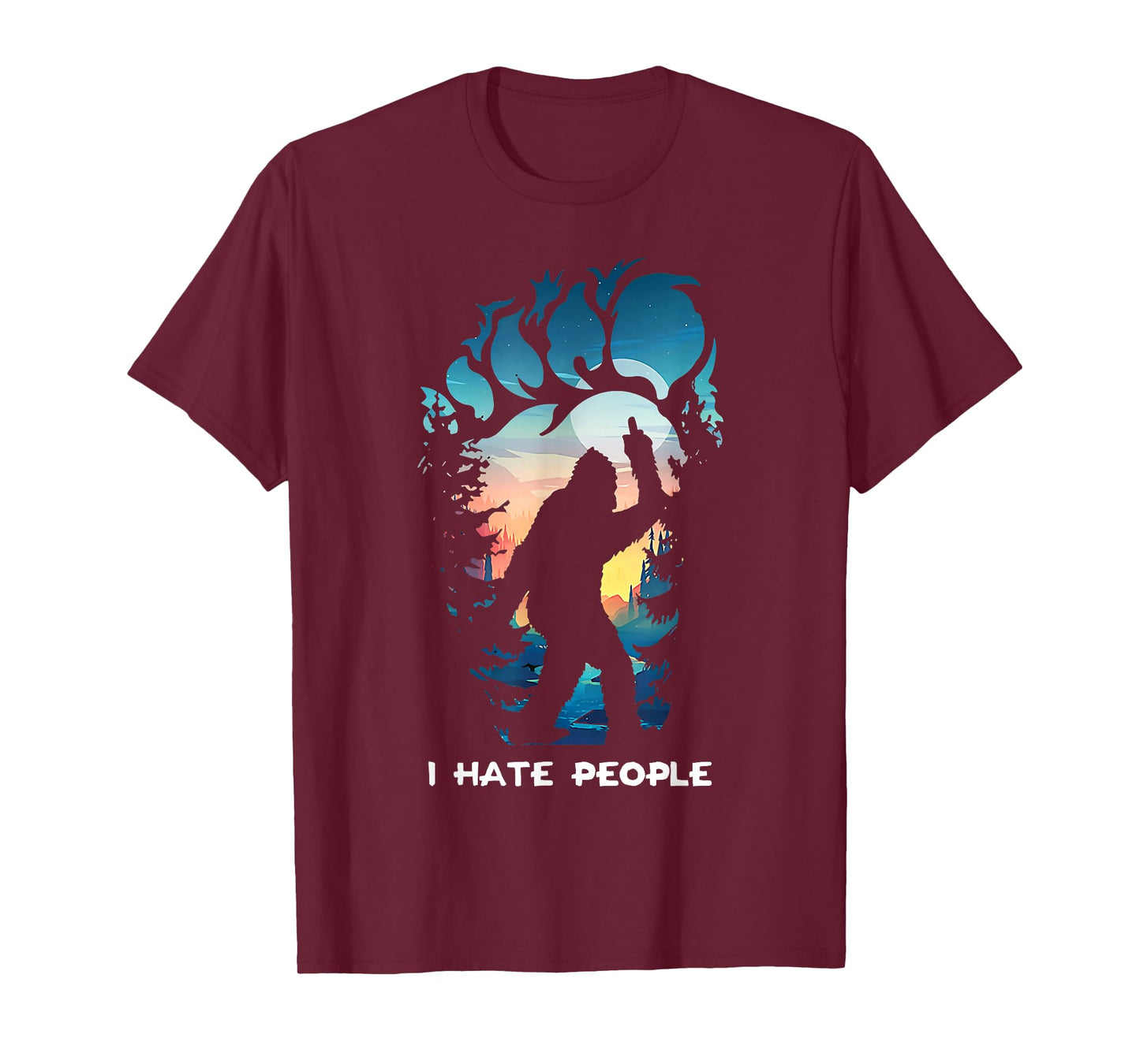Alien Bigfoot Middle Finger I Hate People Abduction Colorful T-Shirt