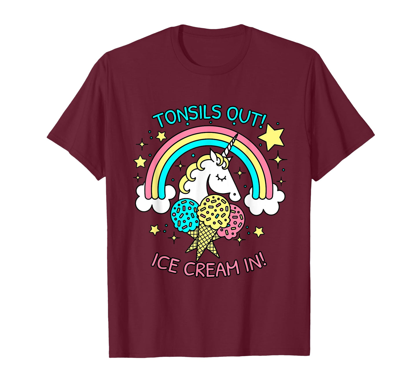Tonsils out Ice Cream in Unicorn Get Well recovery design T-Shirt