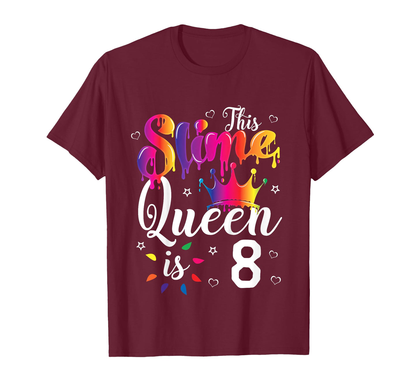 slime queen crown Birthday 8th gift for girls 8 years old T-Shirt