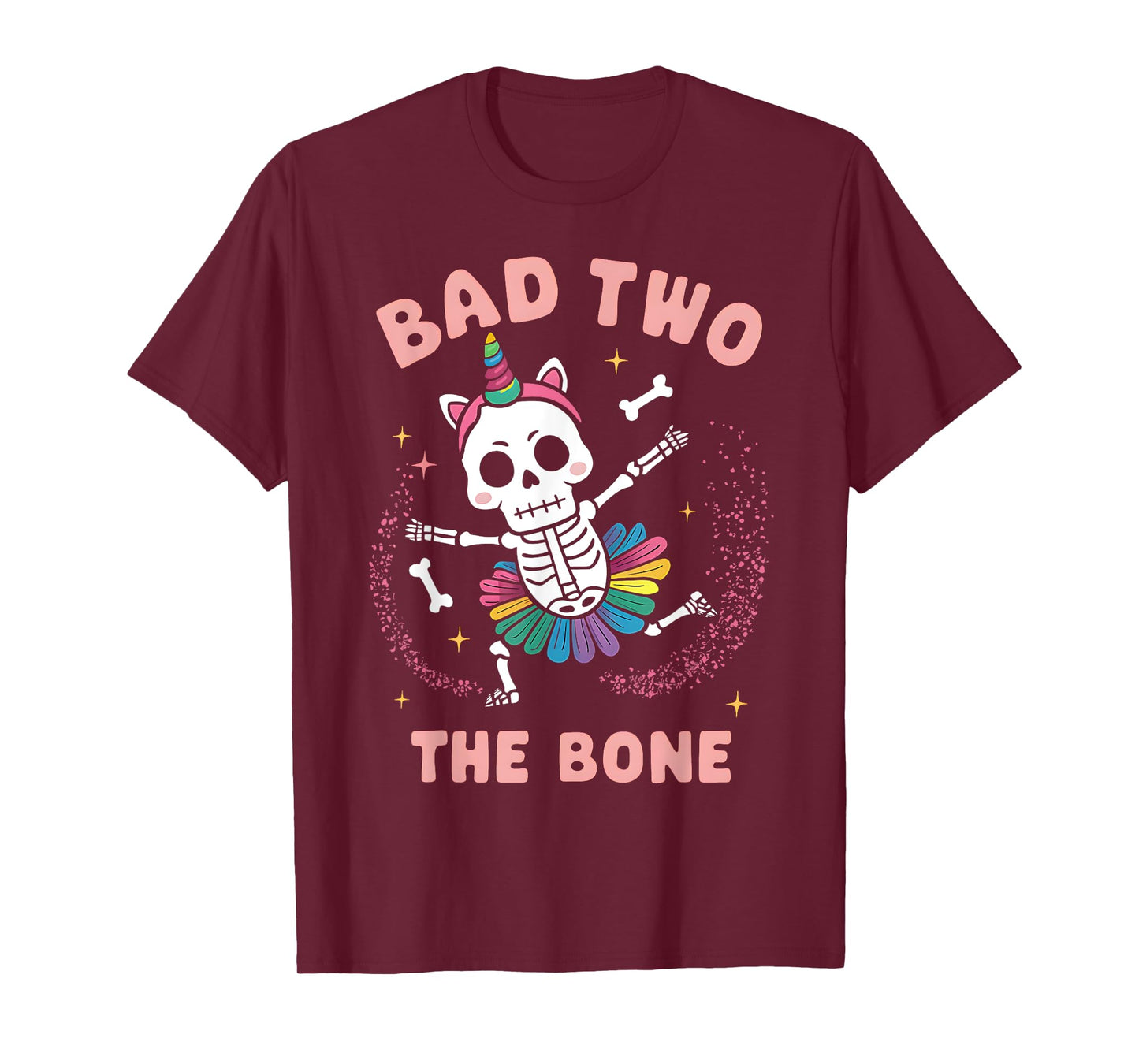 Bad Two The Bone Halloween Birthday 2nd Birthday Girl T-Shirt