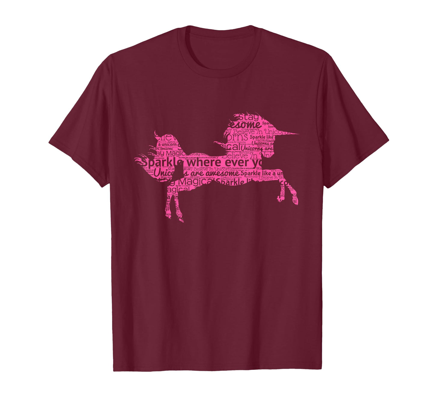 Pink Unicorn Cute Shirt Word Art Girls Magical Gift Tee
