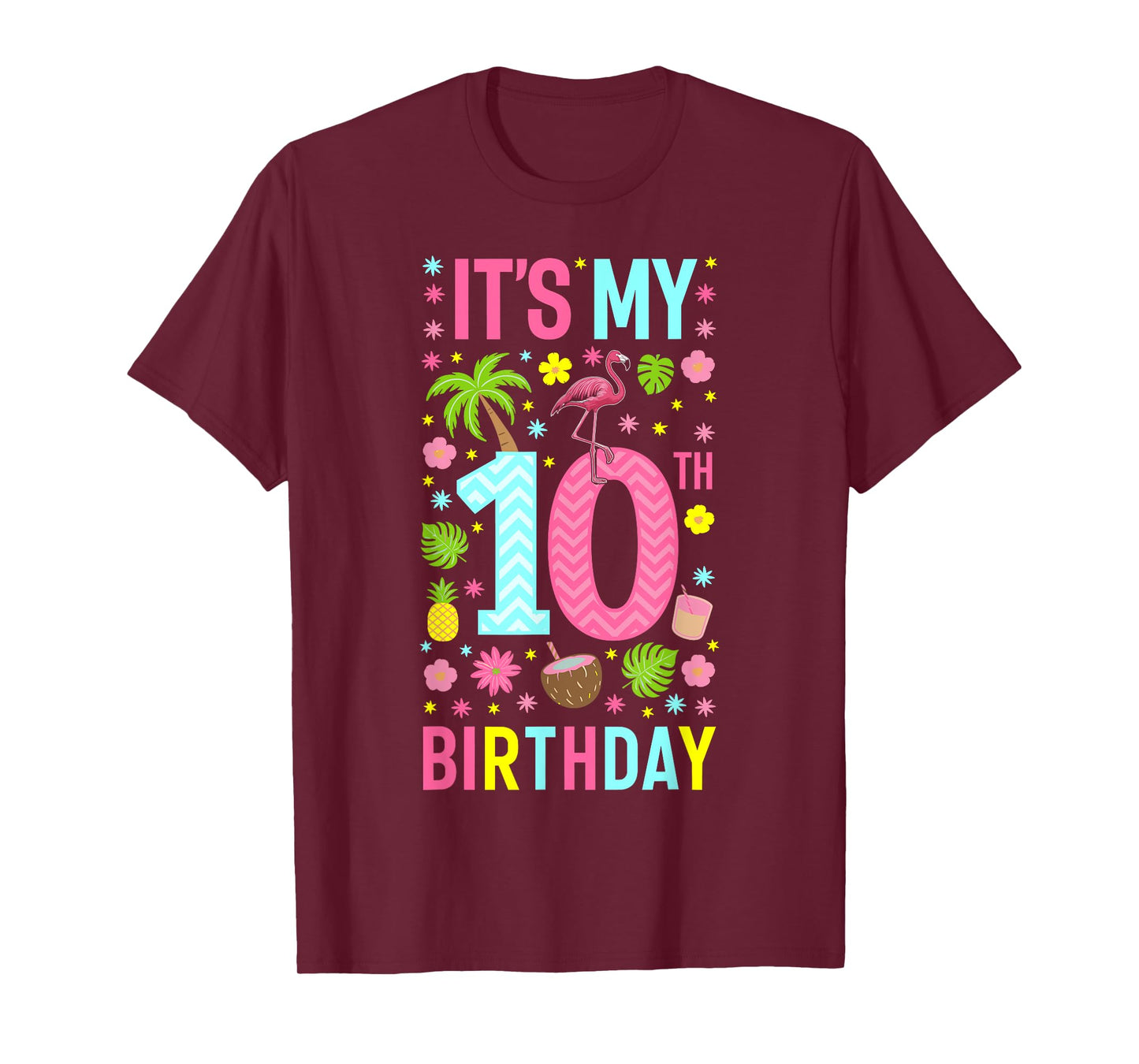It's My 10th Birthday Flamingo Tee Hawaii 10 Yrs Old Girl T-Shirt