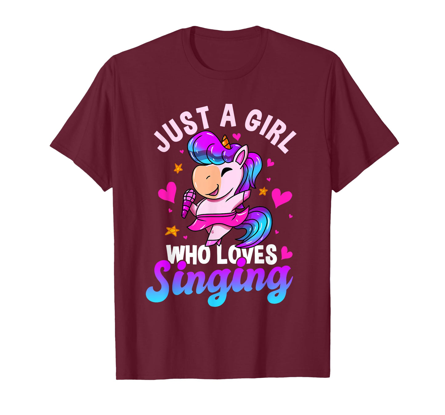 Just A Girl Who Loves Singing Funny Karaoke Singer Unicorn T-Shirt