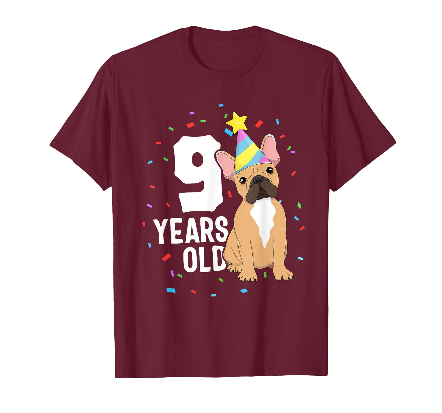 9 Years Old Birthday Outfit French Bulldog Dog Party 9th T-Shirt