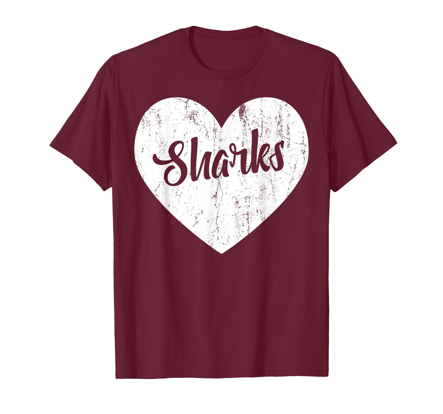 Sharks School Sports Fan Team Spirit Mascot Heart Gift T-Shirt