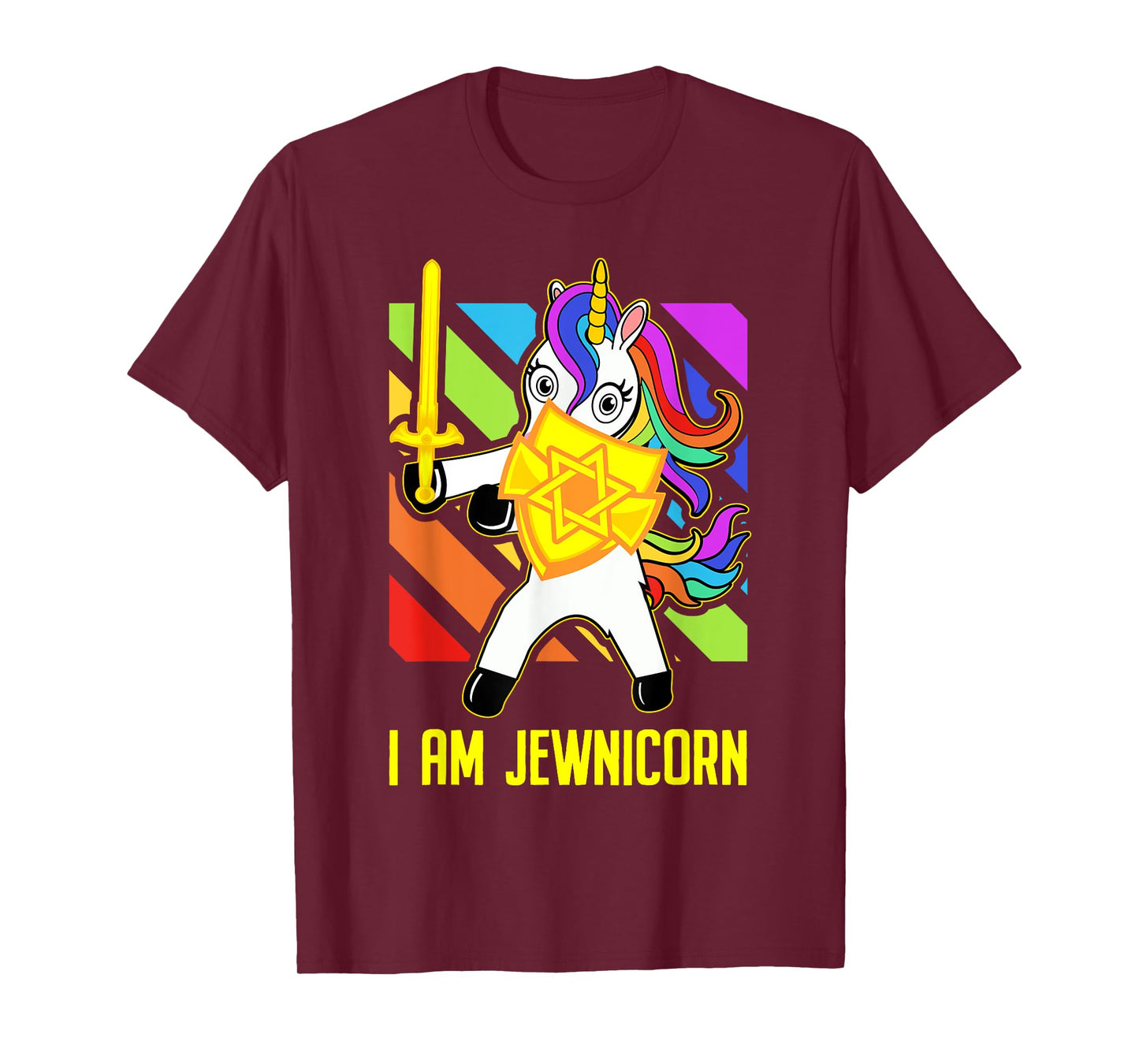 Hanukkah Presents - Proud Jews Rainbow Jewish Unicorn T-Shirt
