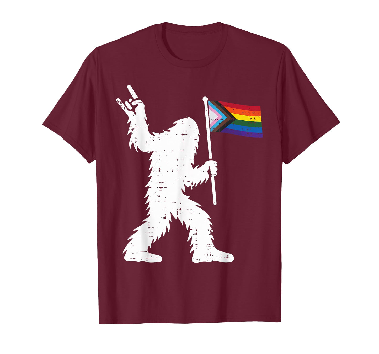 Gay Pride Month Bigfoot Sasquatch LGBTQ Ally Rainbow Flag T-Shirt