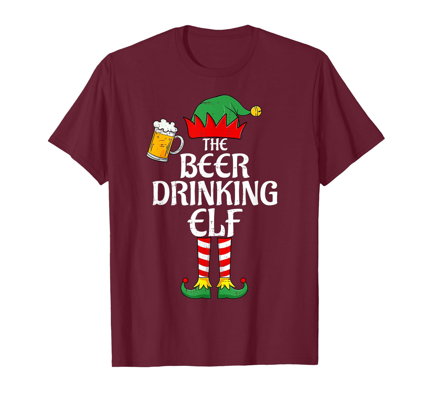 The Beer Drinking Elf Christmas Family Matching Xmas Funny T-Shirt